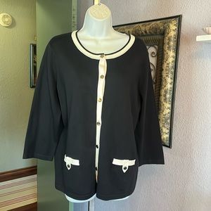 Gorgeous Classic Jones New York Black / White Button Up Cardigan Sz XL